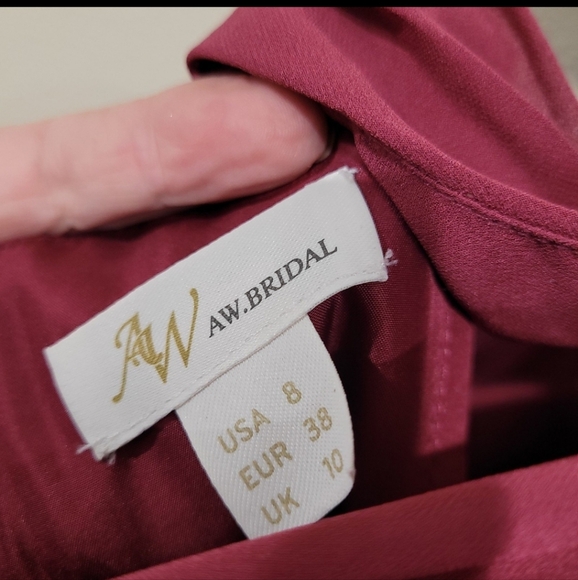 AW Bridal Women's SZ 8 halter gown Raspberry chiffon twisted‎ front bridal prom - Picture 6 of 11